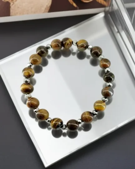 Tiger Eye & Silver Crystal Glass