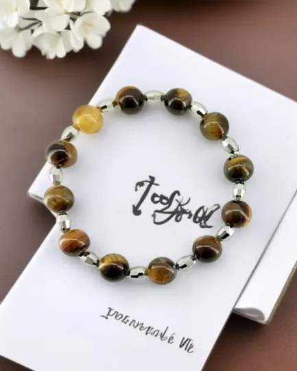 Tiger Eye & Silver Crystal Bracelet