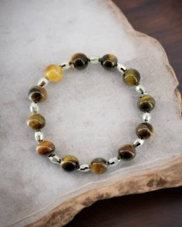 Tiger Eye & Silver Crystal Bracelet