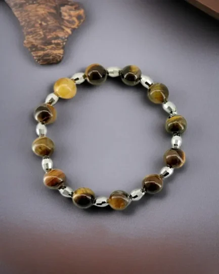 Tiger Eye & Silver Crystal Bracelet - Image 3