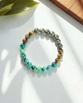 Power Trio Crystal Bracelet – Pyrite, Azurite & Tiger’s Eye for Confidence, Clarity & Attract money